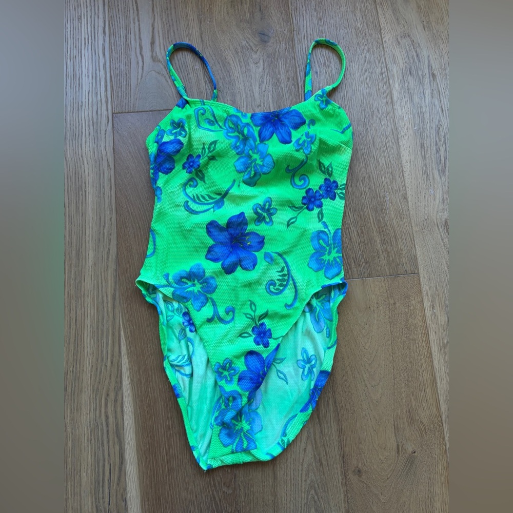 90’s sessa high thigh one piece neon bathing suit